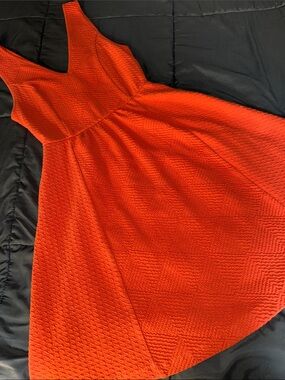 Anthropologie Maeve Orange textured V neck dress